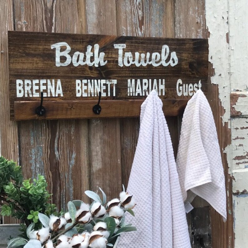 Towel Rack Rustic Decor Bathroom Towel Hooks Bathroom Etsy