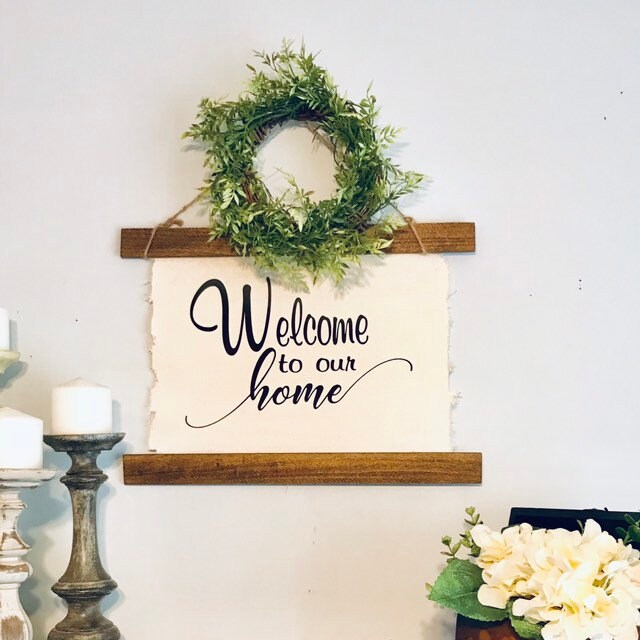 Home Sign And Wreath Farmhouse Living Room Decor Rustic Wall Decor