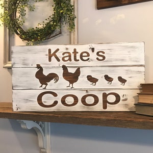Letrero de gallinero de madera de granja, letrero de pollo personalizado, pollo, decoración rústica de granja, hogar rústico y vida, personalizado