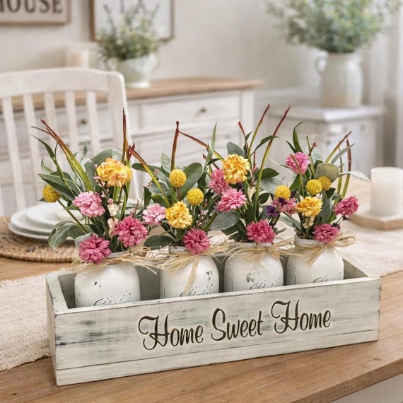 Personalized Farmhouse Centerpiece Box, Mason Jar Decor, Rustic Table, Custom Name Sign