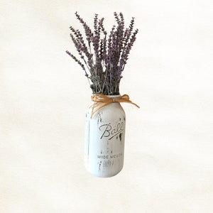 Lavender Arrangement in Half Gallon Hand Painted Jar, Mother Gift For Birthday, Modern Farmhouse Room Decor, Fireplace Mantel Shelf Decor