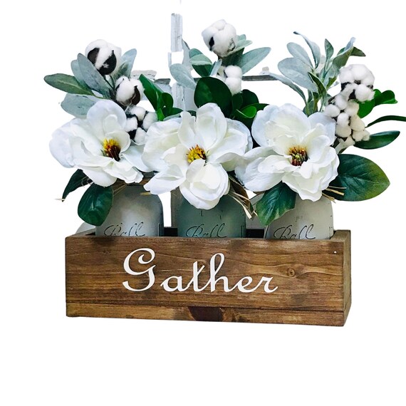Magnolia Faux Floral Arrangements Coffee Table Decor, Fireplace Mantel Shelf Decor, Living Room Decor, Artificial Silk Arrangement