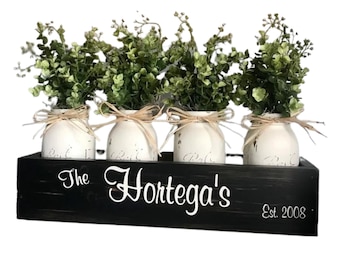 Greenery Vases for Farmhouse Centerpiece Elegance: Faux Eucalyptus Decorative Tray for Home and Living Room, Gift For Her Personalized