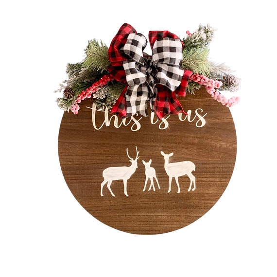 Front Door Decor Sign, Christmas Sign, 18" Front Door Hanger, Door Wreath, Christmas Wreath, Door Year Round Sign, Round Door Sign Gift