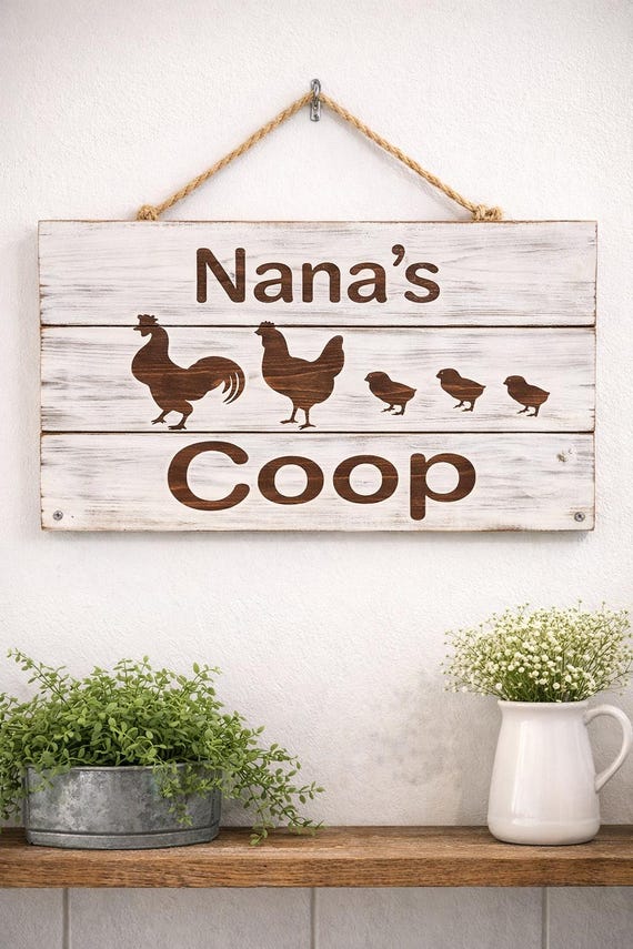 Personalized Chicken Coop Sign | Farmhouse Rustic Wood Wall Decor