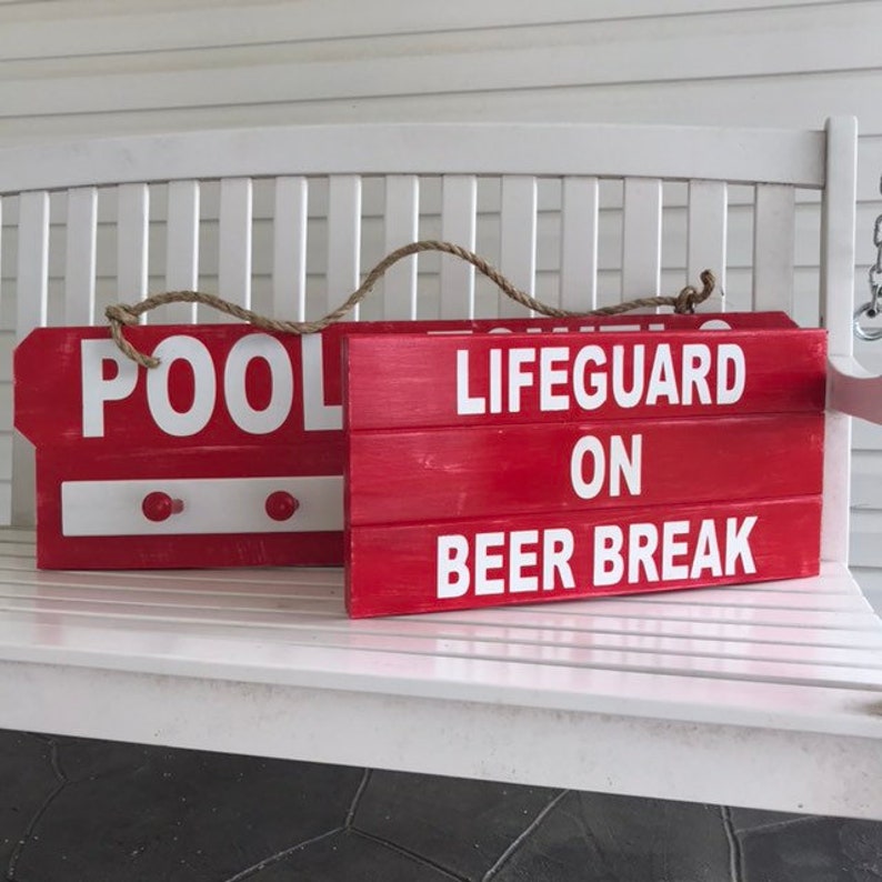 Personalized Pool Decor Sign and Beach Towel Rack Nautical Etsy