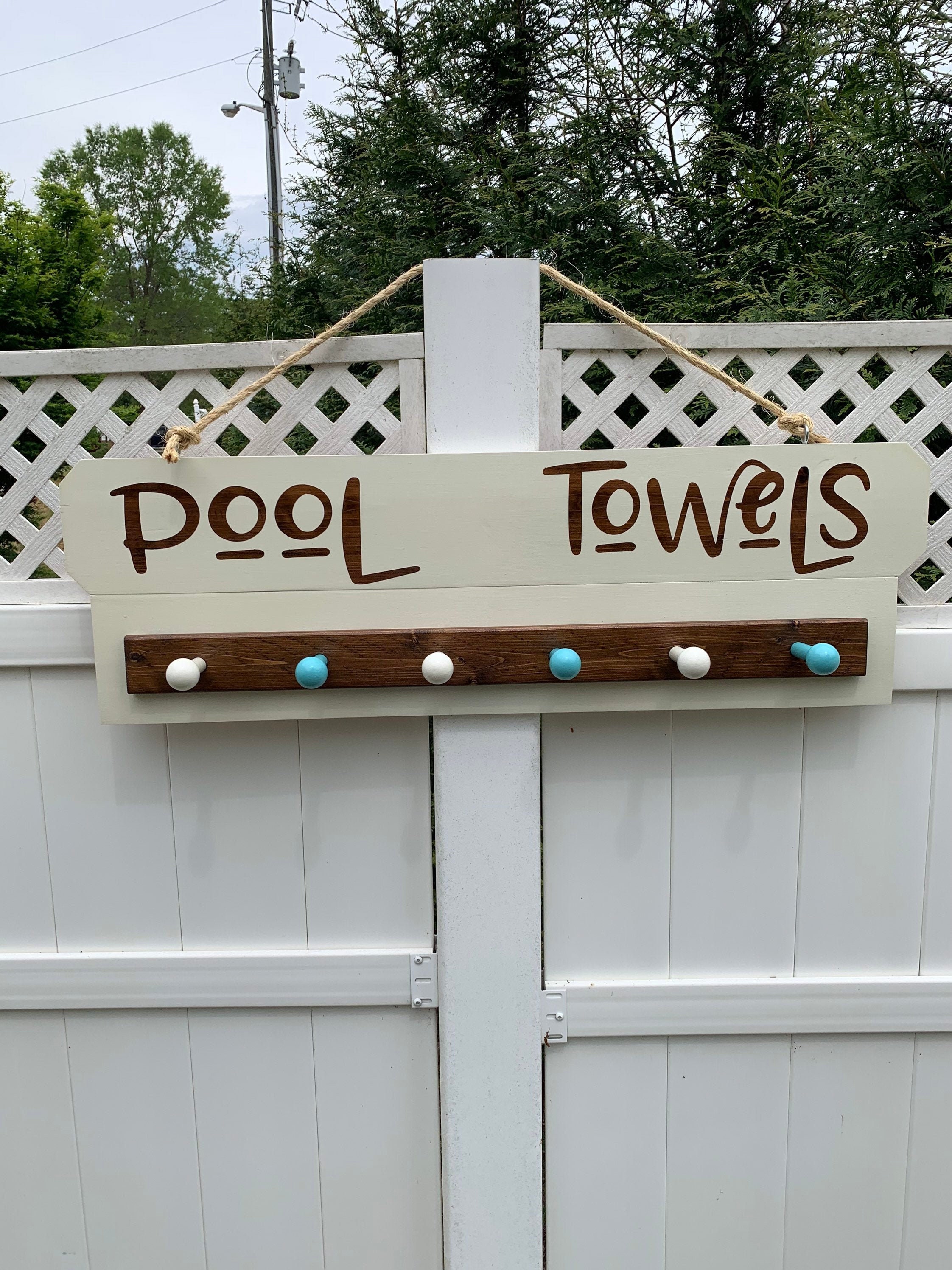 Pool Sign Personalized, Pool Decor, Custom Beach Towel Rack, Wood Sign