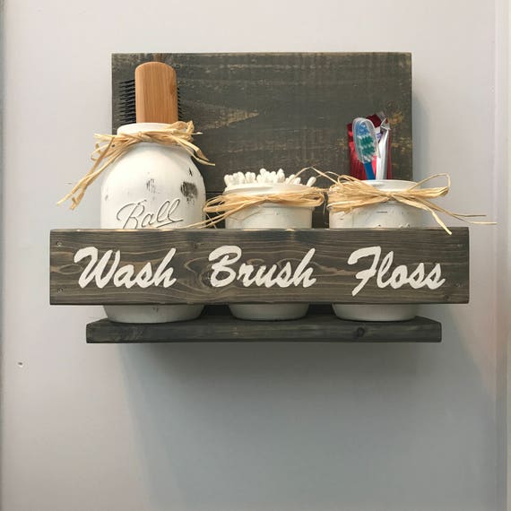 Farmhouse Home Storage, Makeup Holder, Toothbrush Holder, Bathroom Accessories, Personalized Bathroom Set, Bathroom Sign