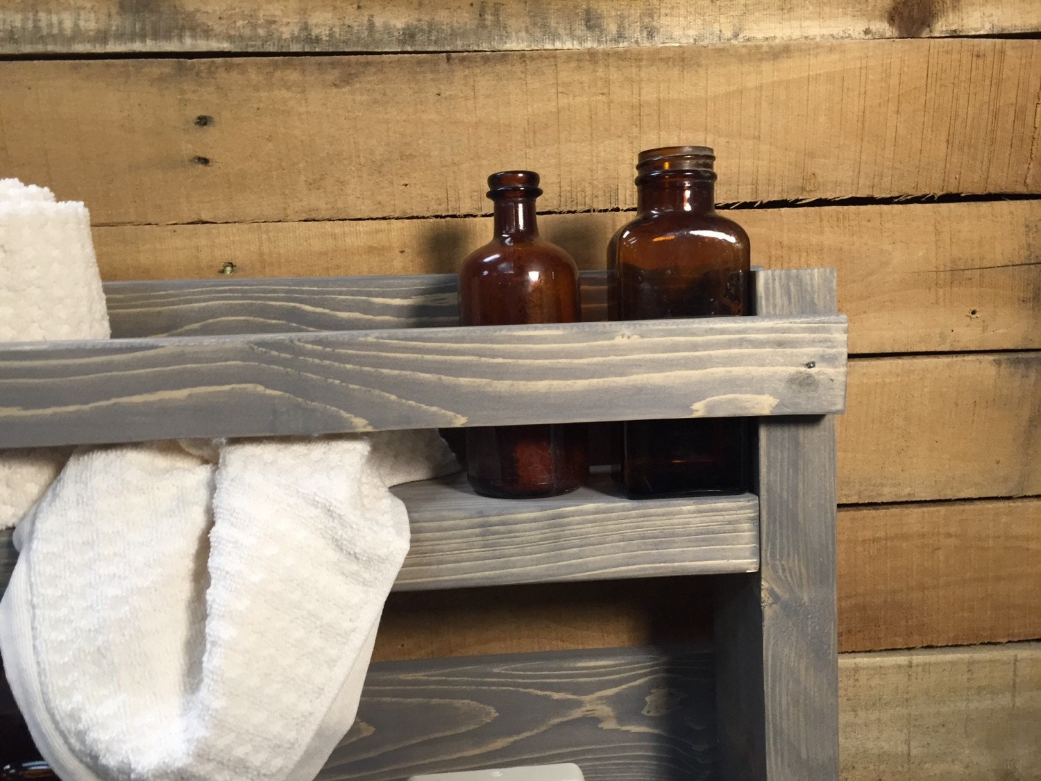 Bathroom Towel Rack Wood Towel Rack Bathroom Shelf Etsy