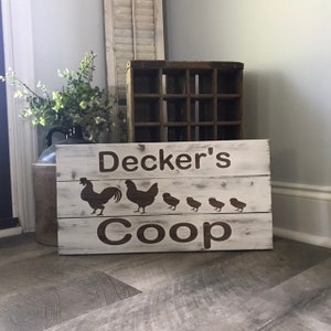 Farmhouse Wood Chicken Coop Sign, Personalized Chicken Sign, Chicken, Rustic Farmhouse Decor, Rustic Home & Living, Personalized image 2