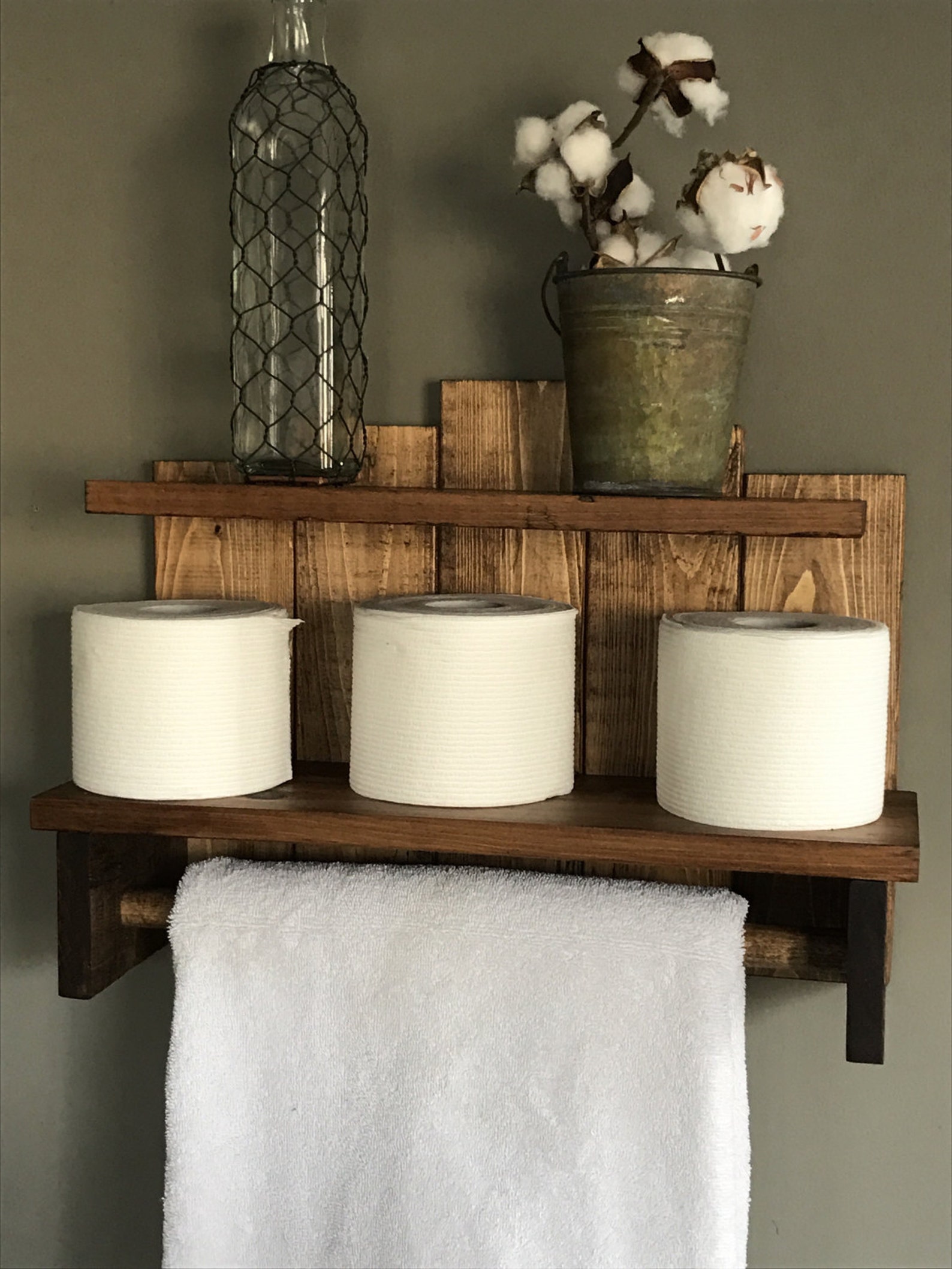 Bathroom shelf Bathroom towel holder Rustic towel Rack Home Etsy