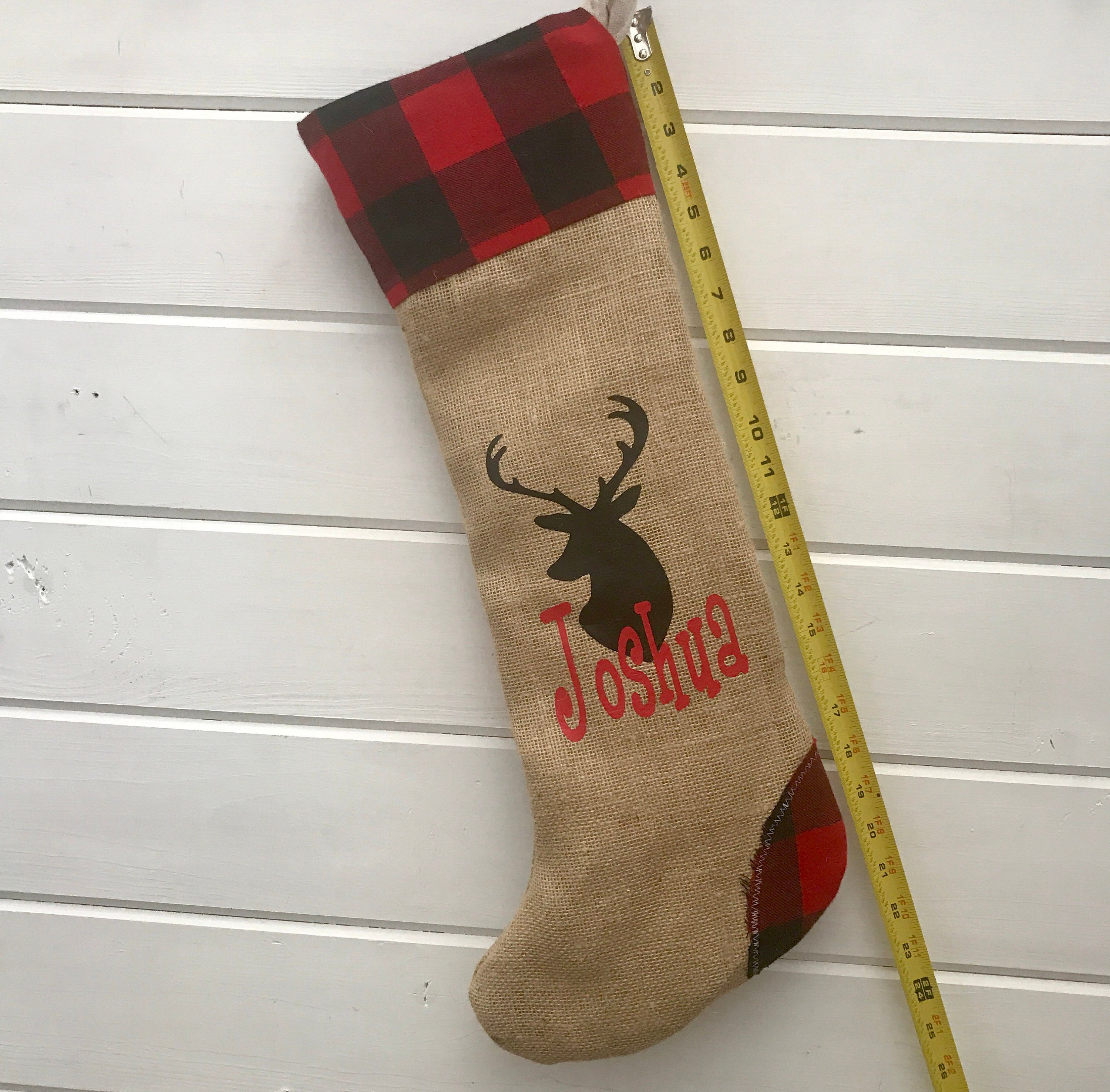 Stocking Set of Four Plaid Christmas Stockings, Four Personalized