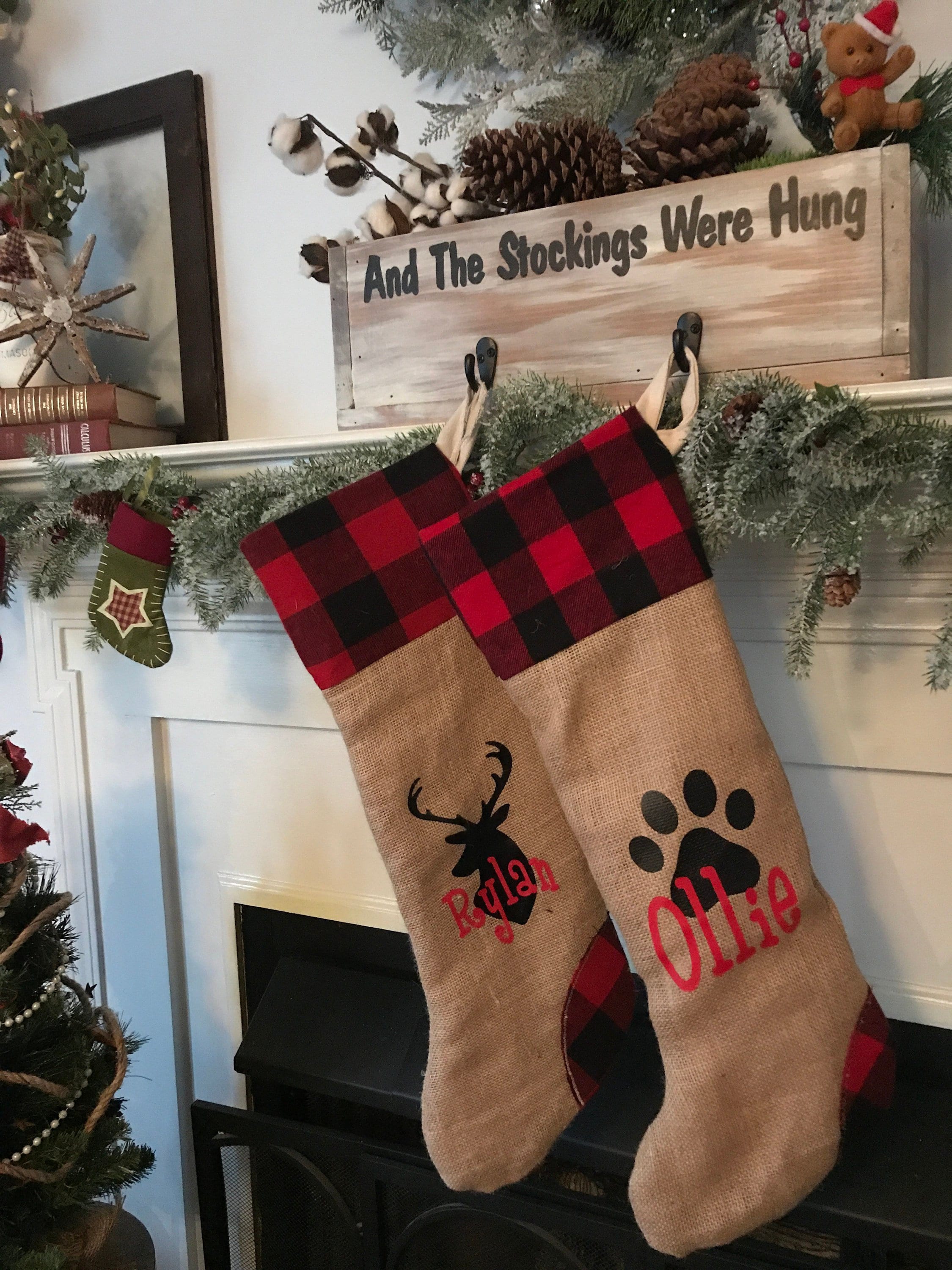 personalized christmas stockings pet christmas stockings paw christmas stocking personalised deer stockings buffalo plaid christmas - Plaid Christmas Stockings personalized christmas stockings pet christmas stockings paw christmas stocking personalised deer stockings buffalo plaid christmas - Plaid Christmas Stockings