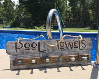 Home Living, Pool Towel Sign, Wood Pool Sign, Home Decor, Outside Decor, Custom Sign, Beach Towel Rack, Outdoor & Gardening sign, Pool