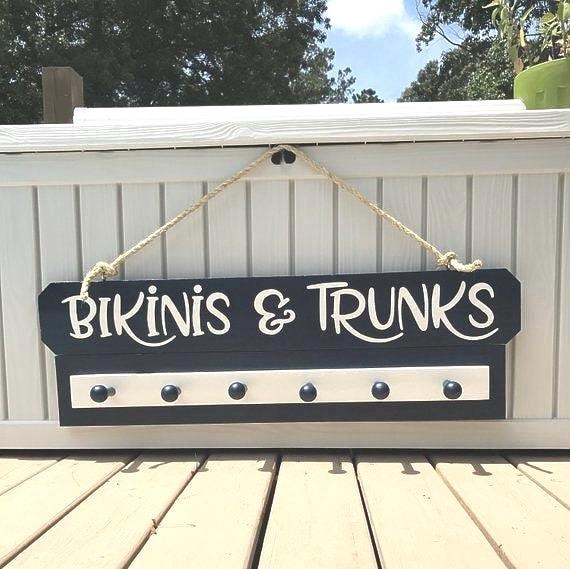 Personalized Beach Towel Rack with Custom Sign for Pool or Beach House Décor”