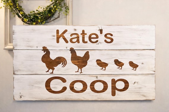 Personalized Chicken Coop Sign | Farmhouse Rustic Wood Wall Decor