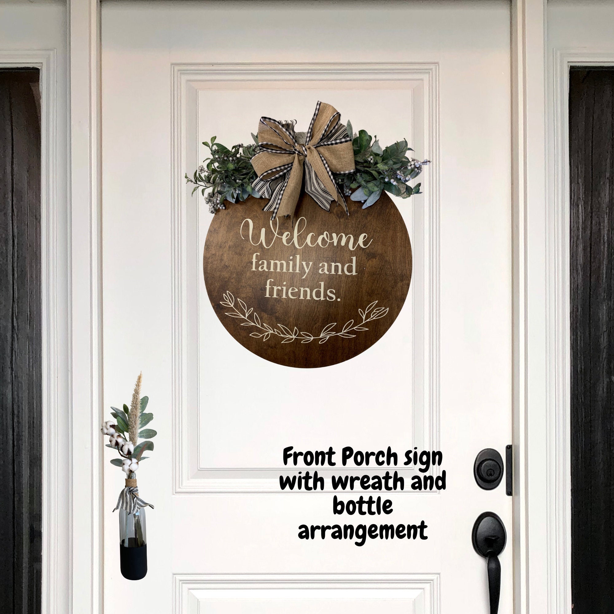 Front Door Decor, Fall Wreath Door Sign, Cottage Hostess Gift, Fall Decor Winter  Wreath Sign, Farmhouse