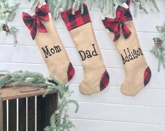 A & B Floral Barclay Plaid Applique Rosy Red 20 inch Fabric Christmas Stocking A & B Floral Barclay Plaid Applique Rosy Red 20 inch Fabric Christmas Stocking
