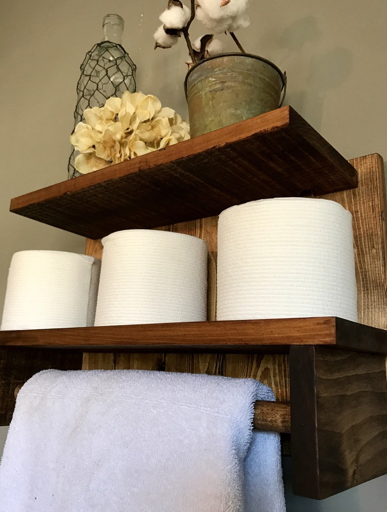 Bathroom shelf Bathroom towel holder Rustic towel Rack Home Etsy