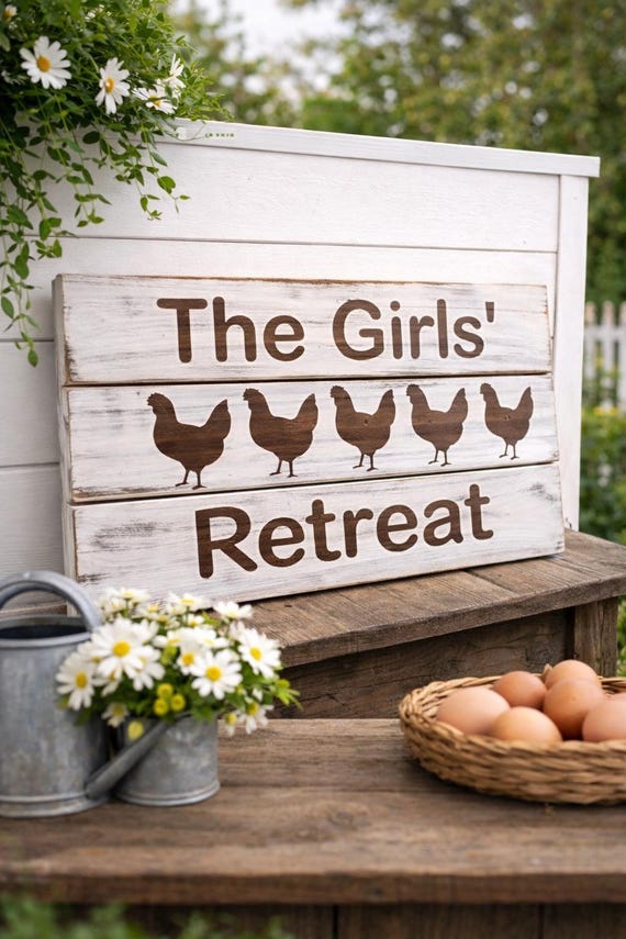 Personalized Farmhouse Chicken Sign: Rustic Family Name Wall Decor