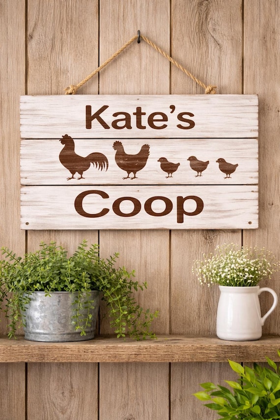 Personalized Chicken Coop Sign: Rustic Farmhouse Decor