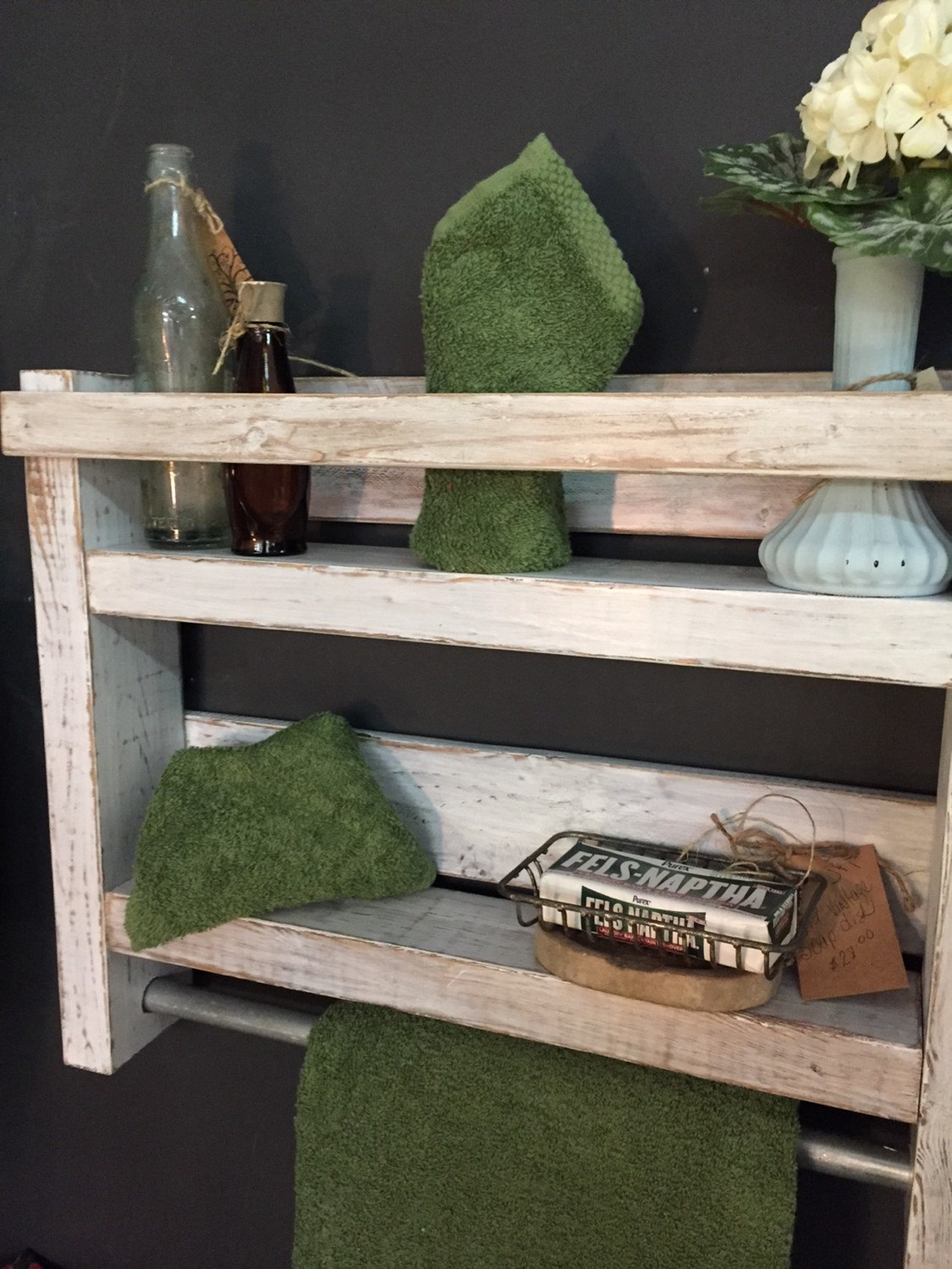 Farmhouse Bathroom Towel Rack Shelf Wood Towel Rack Bathroom Etsy