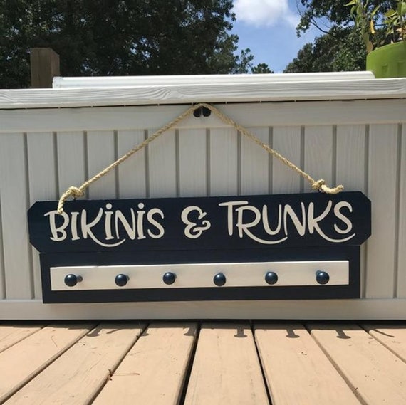 Customizable Poolside Towel Rack Personalized Kids Towel Organizer Wall Mounted Storage for Pool Toys Swimsuits Rustic Beach House Organizer