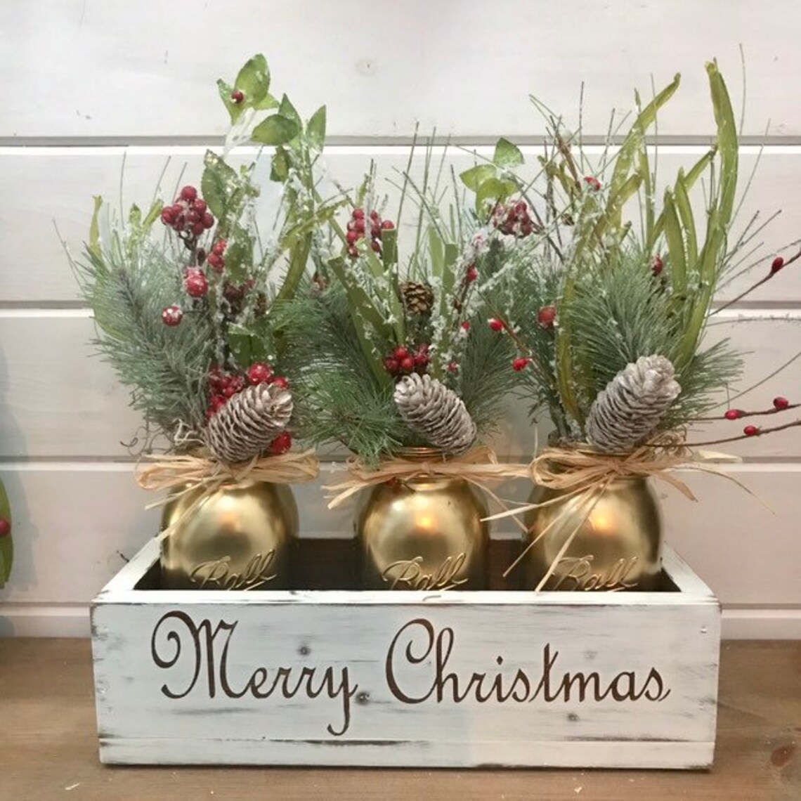 Merry Christmas Centerpiece for Christmas Table Decor Coffee | Etsy