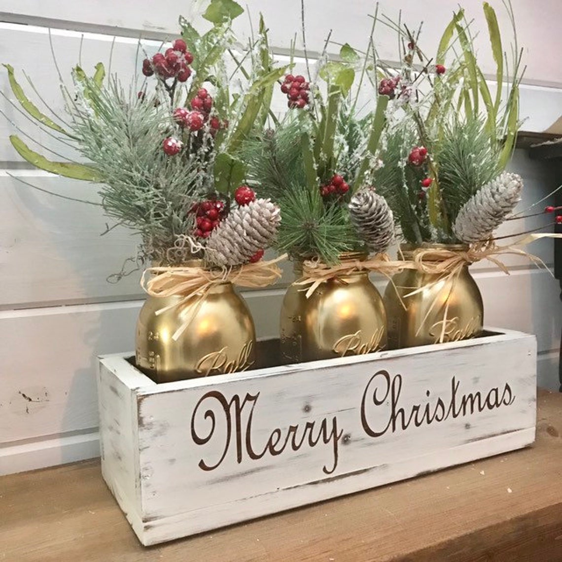 Merry Christmas Centerpiece for Christmas Table Decor Coffee | Etsy