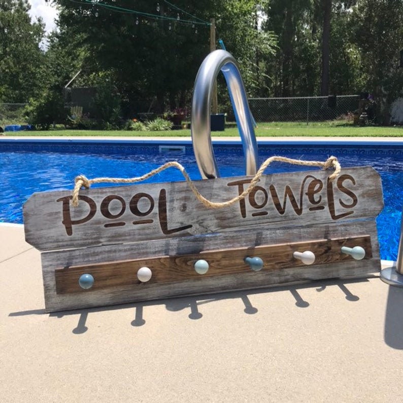 Pool Towel Rack Sign Decor Ready To Ship With Beach Pool Towel Rack Sign Decor Ready To, Outdoor Beach Towel Storage