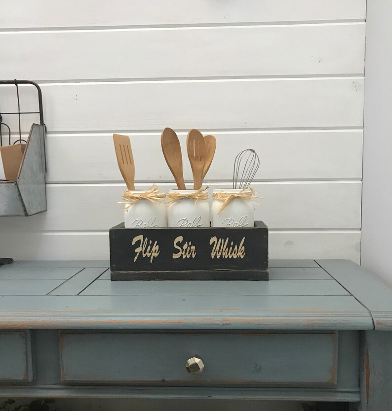 Farmhouse Kitchen Storage Utensil Holder Farmhouse Finish Etsy