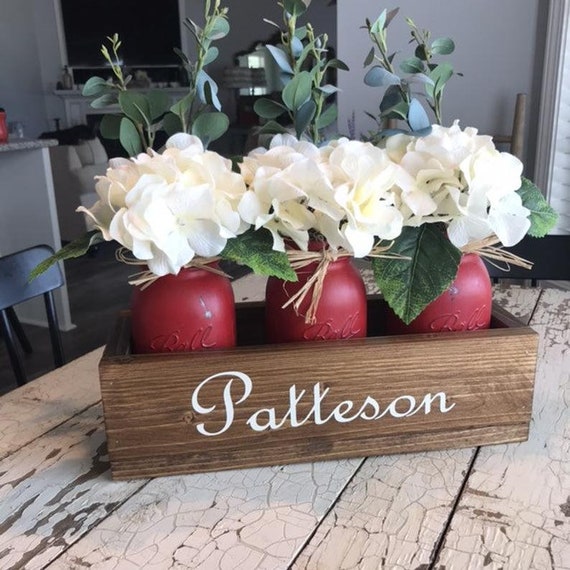 Personalized Floral Arrangement with Hand-Painted Jars & Hydrangeas – Perfect Valentine’s Gift”