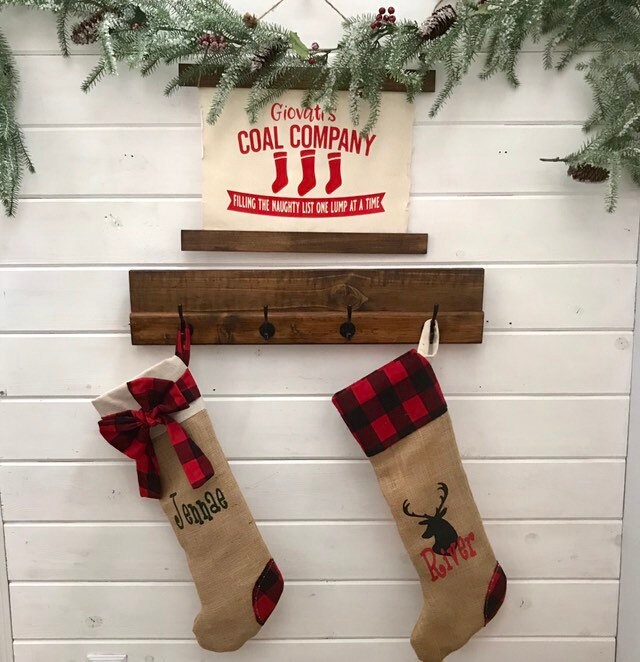 Christmas Stocking Holder and Holiday Decor Sign Personalized Christmas Gift