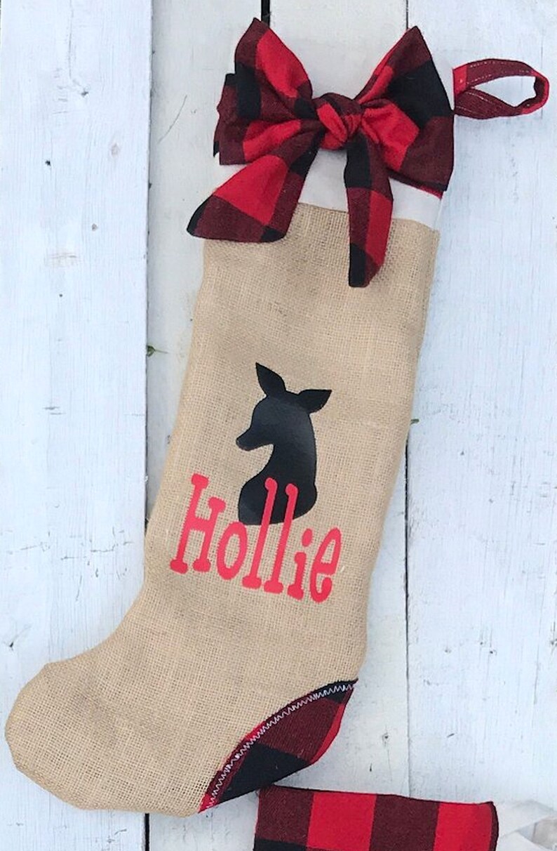 Family Christmas Stocking Set Four Personalized Stockings Stocking Set of Four Plaid Christmas Stockings Christmas Stockings Personalized