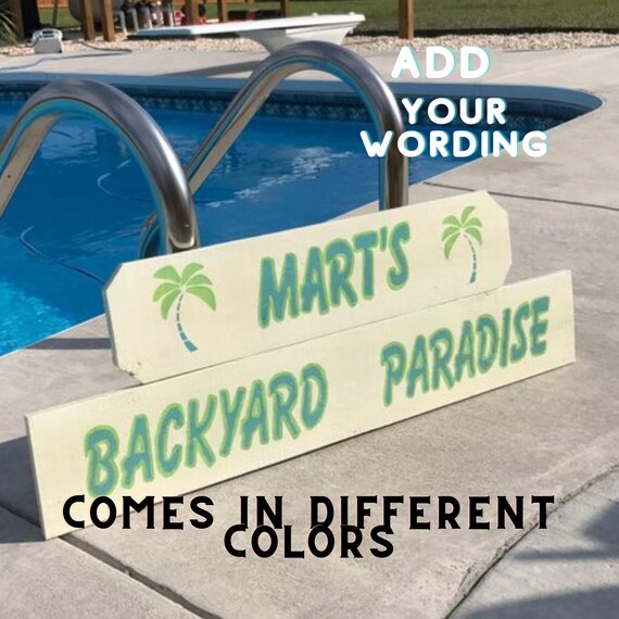 Custom Pool Sign Decor, Palm Tree Beach Sign Hand Painted, Swimming Pool Decor, Lake House Name Sign, Beach House Decor, Pool House Decor