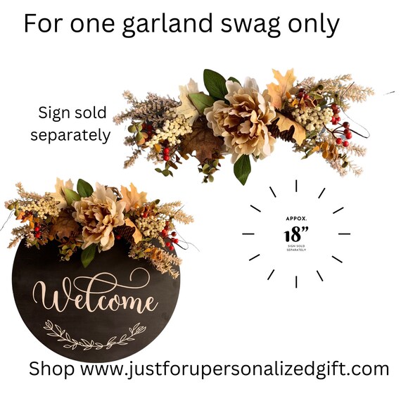 Fall Wreath Swag, Front Door Wreath Garland for Sign, Autumn Decor, Modern Farmhouse Mother Gift for Fall Birthday