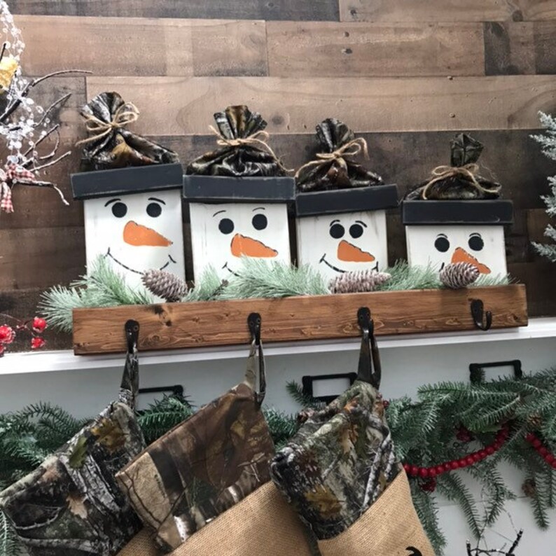 Christmas Stocking Holder for Mantle Camouflage Snowman Etsy