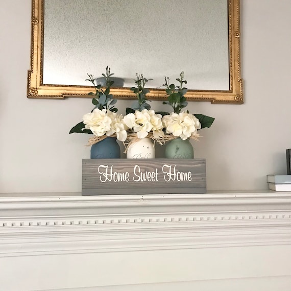 Personalized  Floral Arrangements in a Table Decor Centerpiece Decorative Tray Box Personalized Gift for her at Christmas