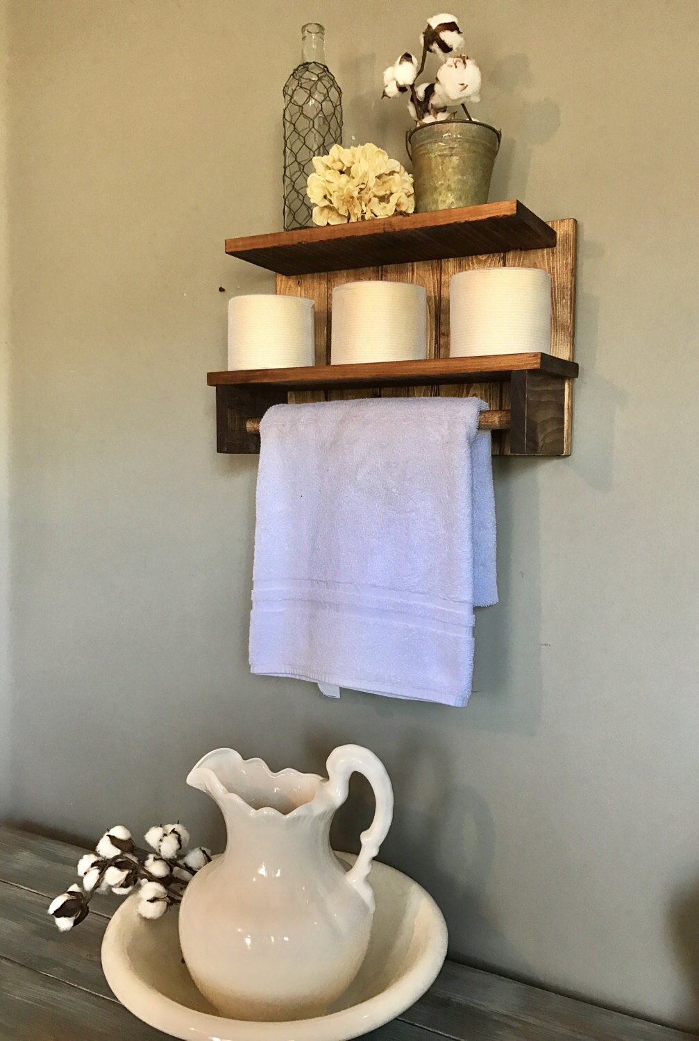 Farmhouse Bathroom, Farmhouse Shelf, Farmhouse Towel Holder, Shelving