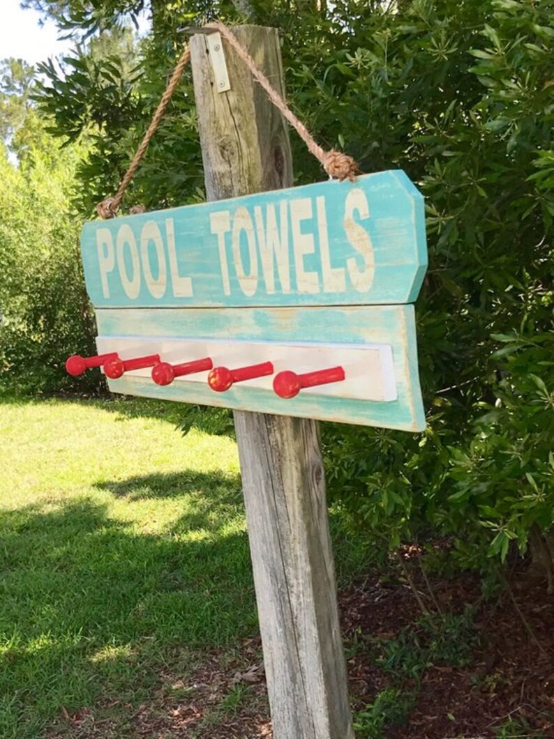 Swimming Pool Decor Backyard Decor Outdoor Signs Pool Towel Etsy
