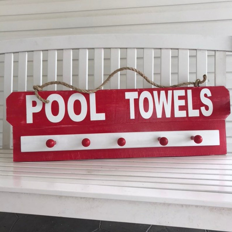 Personalized Pool Decor Sign and Beach Towel Rack Nautical Etsy