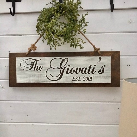 Family Name Decor for Gallery Wall, Last Name Decoration, Just Engaged Gift, Name Sign Wreath, Couple Gift Home, Established Sign