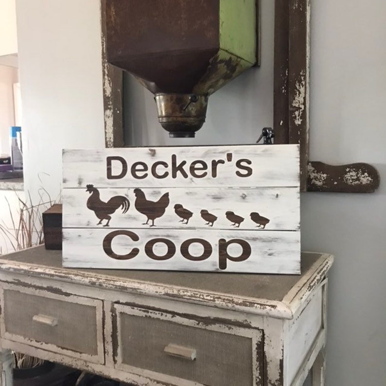 Farmhouse Wood Chicken Coop Sign, Personalized Chicken Sign, Chicken, Rustic Farmhouse Decor, Rustic Home & Living, Personalized image 3