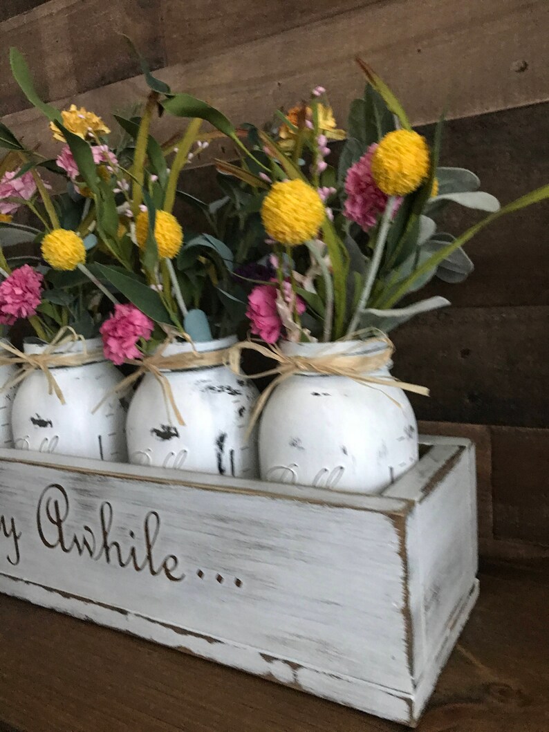 Mason Jar Rustic Decor Floral Arrangement Mason Jar Home Etsy