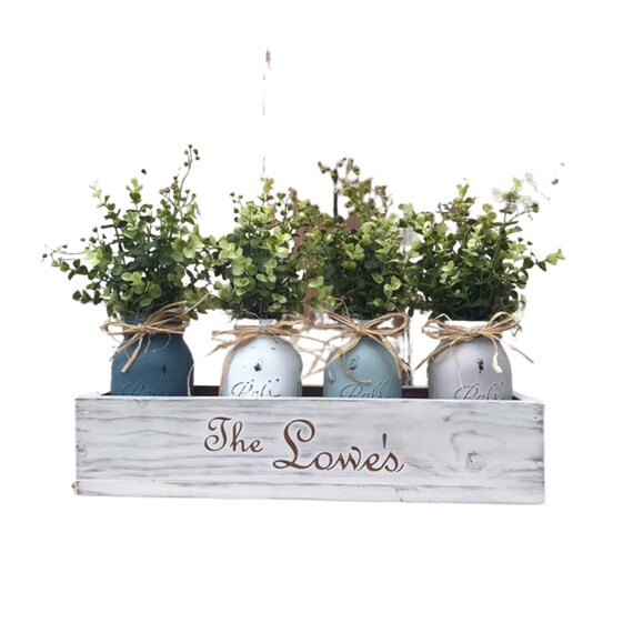 Shelf Decorative Tray for Home Decor, Farmhouse Decor, Faux Eucalyptus for Decoration, Coffee Table Tray Decor for Living Room , Her Gift