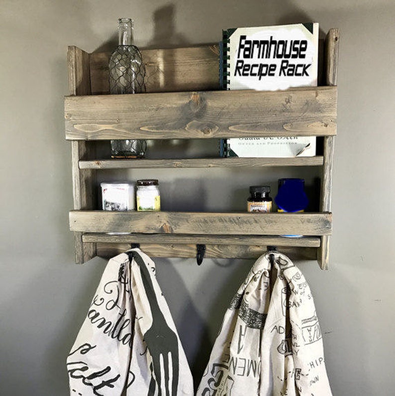 Kitchen Spice RackWood Recipe Book RackKitchen Etsy