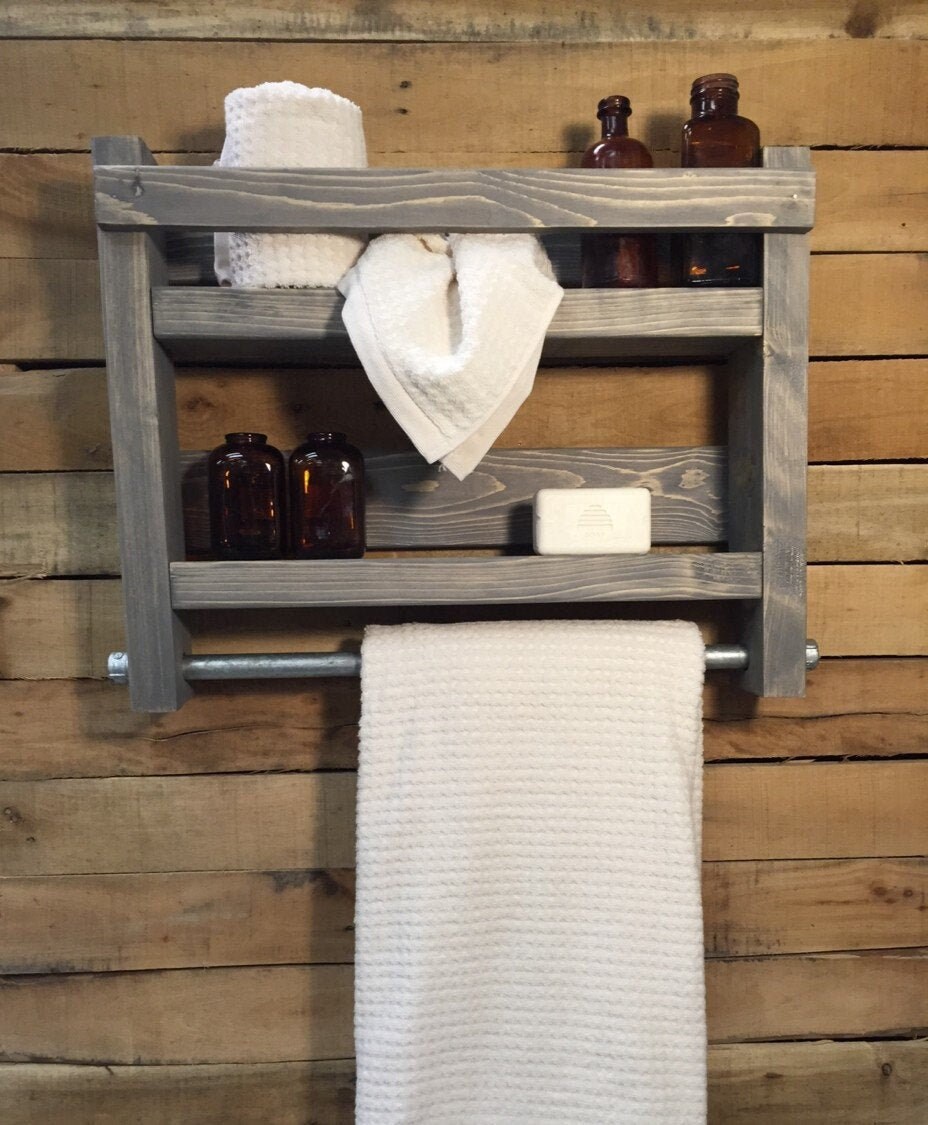 Bathroom Shelves And Organizer Rustic Bathroom Shelf Wood Etsy