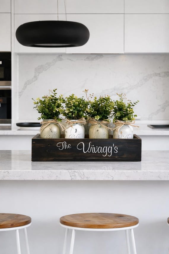 Personalized Mason Jar Centerpiece Box | Farmhouse Table Decor | Wedding Gift | Housewarming Gift