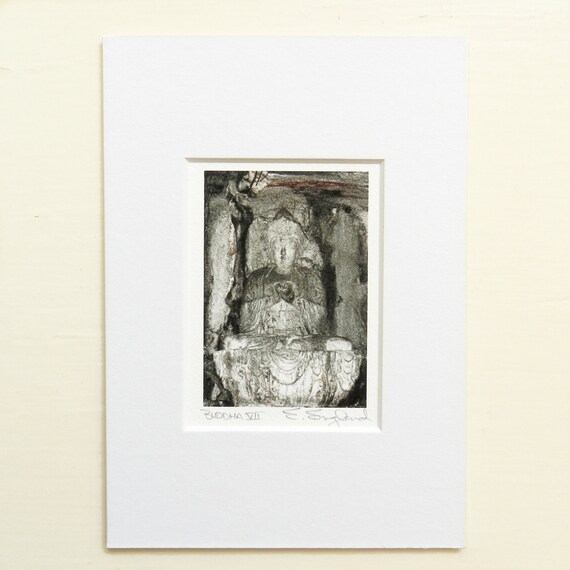 Buddha Wall Art Meditation Print Buddhist Yoga Heart Asian Decor Matted 5x7