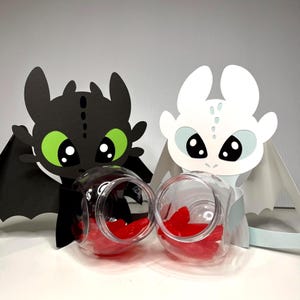 Pacote SVG de Banguela e Fúria da Luz, arquivos de corte para lembrancinhas de festa de dragão para Cricut, decoração de aniversário de Como Treinar o Seu Dragão, porta-doces, papelaria
